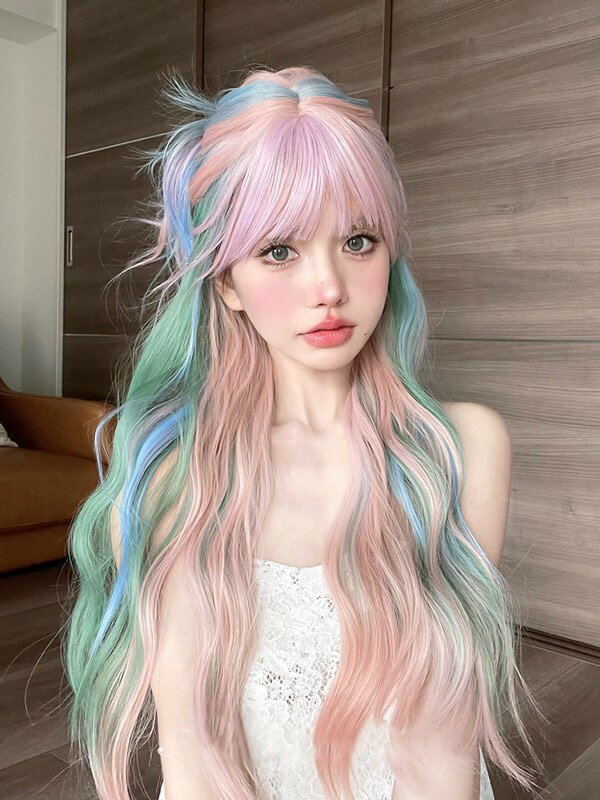ウィッグ メッシュ レディース フルウィッグ ロング 巻き髪 前髪あり 可愛い かわいい 大人用 コスプレ ロリータ ゴスロリ コスチューム 原宿風 仮装 超自然 かつら wig Lolita 小顔 文化祭 イベント 学園祭 ハロウィン カツラ dp005c6c6d7