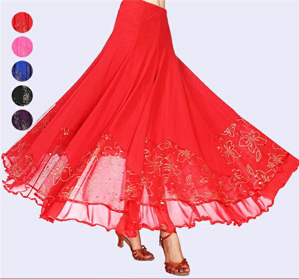 社交ダンス練習着スカート衣装豪華モ...