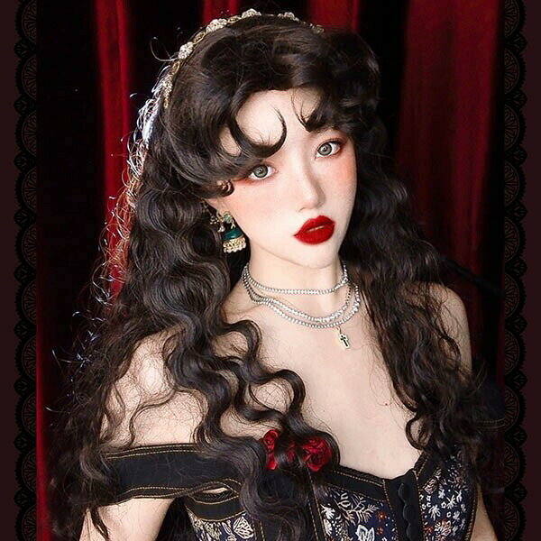 フルウィッグ かつら 巻き毛 黒髪 長髪 超ロング ロング丈 ロングウィッグ ロングヘア ロリータ lolita ブラック 前髪あり 自然 可愛い キュート ウイッグ wig コスプレ 耐熱ウィッグ 小顔効果抜群 コスチューム 仮装 文化祭 学園祭 演劇 舞台 イベント