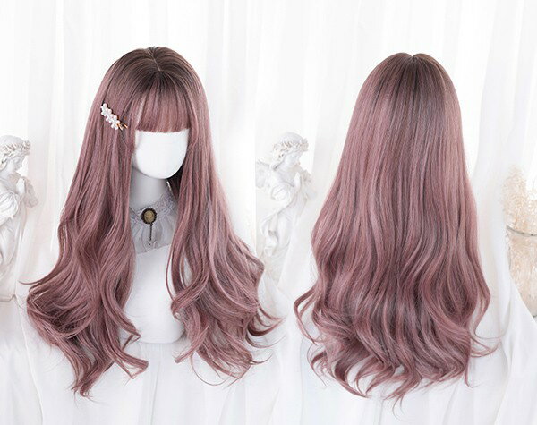 ウィッグ フルウィッグ 長髪 巻き髪 ピンク ブラウン ロング ロングウィッグ ぱっつん前髪 ロリータ lolita お姫様 前髪あり 原宿風 かつら 可愛い 仮装 大人用 普段使い 文化祭 イベント 学園祭 演劇 舞台 学芸会 dp011jc