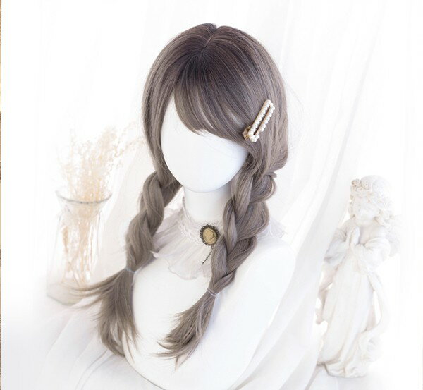 ウィッグ フルウィッグ 長髪 ロング　ロングウィッグ ぱっつん前髪 ロリータ lolita 前髪あり 原宿風 かつら コスプレ 可愛い 大人用 普段使い 文化祭 イベント 学園祭 演劇 舞台 学芸会 グレー dp042jc