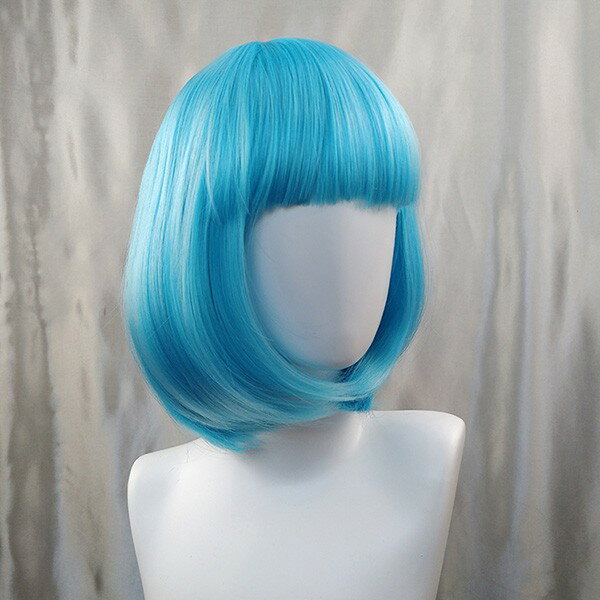 ウィッグ フルウィッグ 短髪 ブルー ショート ストレート ボブ ぱっつん前髪 前髪あり ハロウィン 原宿風 かつら コスプレ 可愛い コスチューム 仮装 大人用 普段使い 文化祭 イベント 学園祭 演劇 舞台 学芸会