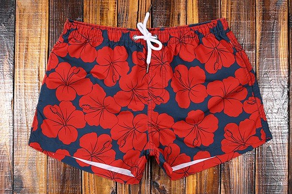 水着 メンズ サーフパンツ 2カラー選べる 速乾 ショートパンツ ショーパン 短パン 水陸両用 ビーチパンツ 大きいサイズ 海パン 花柄 スイムパンツ リゾート 海 プール 行楽 レジャー 旅行 サーフィン レッド ブルー S/M/L/LL/3L/4L eh029jc