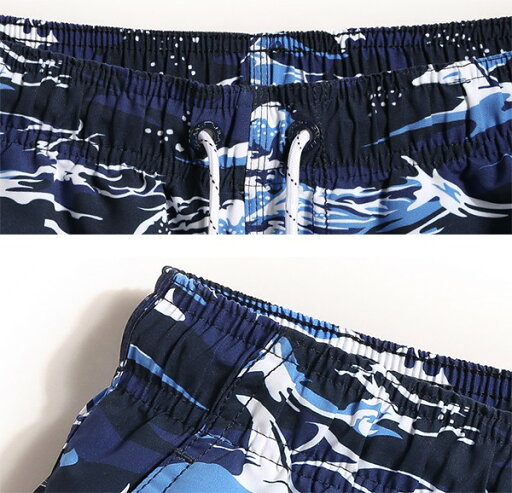 水着 メンズ サーフパンツ 速乾 ショートパンツ 短パン 水陸両用 浪柄 ビーチパンツ 大きいサイズ 海パン スイムパンツ リゾート 海 プール 行楽 レジャー 旅行 サーフィン ブルー グレー S/M/L/LL/3L/4L eh132jc