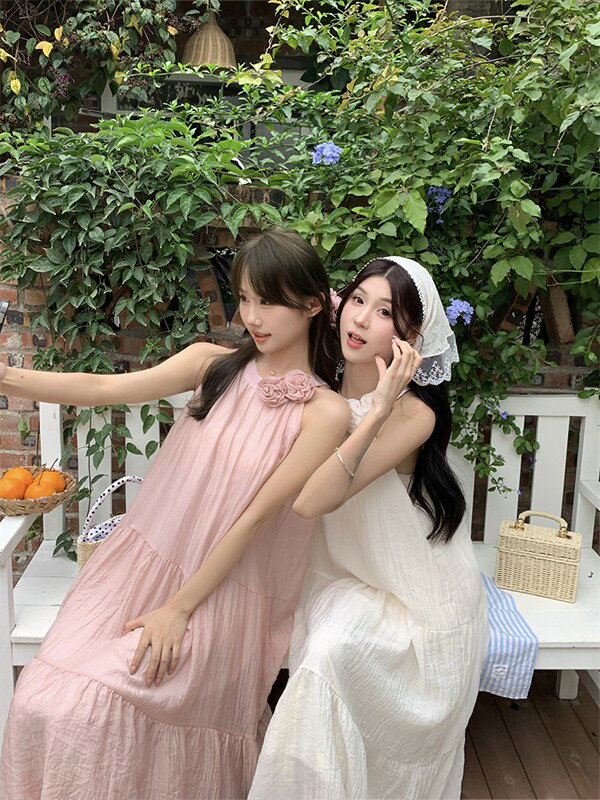 リゾートワンピース 大人可愛い 夏 ロングワンピース 花付き リゾートワンピ キャミソール マキシワンピース ハワイ ハワイアン 沖縄 体型カバー 結婚式 七五三 成人式 卒業式 入学式 Aライン 春夏おうち 無地 マキシ丈 おしゃれ 韓国 ベージュ ピンク dd033l9l9jc