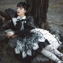 ロリータ 黒ロリ ワンピース Aライン Lolita メイド 女の子 コスプレ ミモレ丈 レディース コスチューム 衣装 かわいい 可愛い フリル 仮装 イベン...