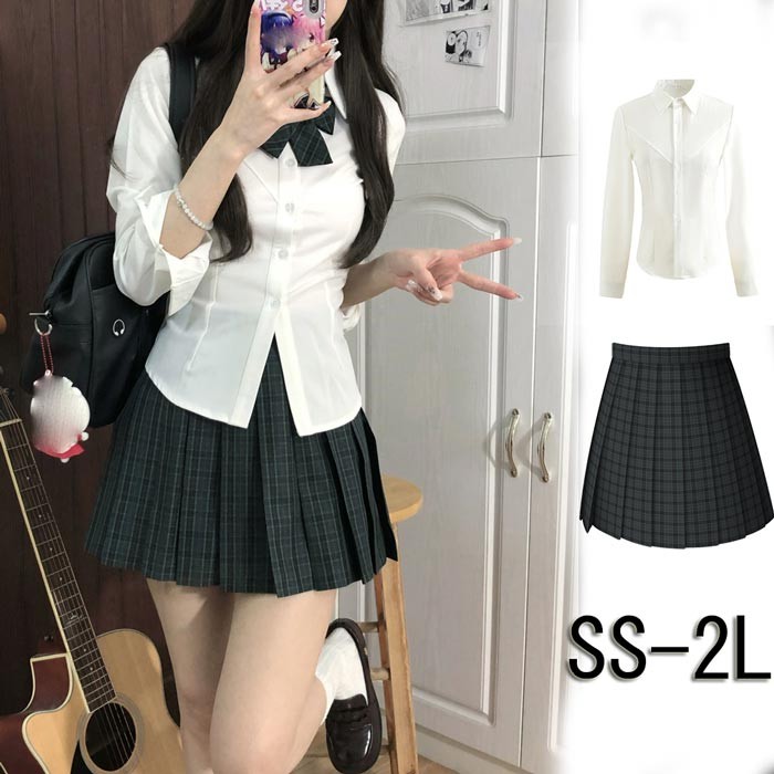 卒業式 入学式 制服 3点セット スリムタイプ スリムシャツ ブラウス スカート リボン付き 学生服 長袖 半袖 レディース 春 高校生 学生服 女の子 女子高生制服 JK制服 jk スクール セット 可愛い コスプレ衣装 la008m3m3lc