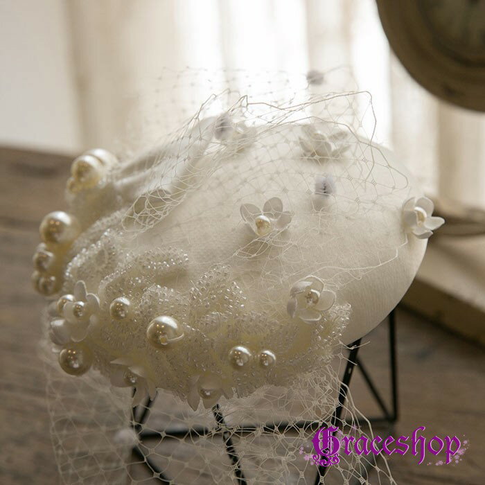 ウェディング ハットトーク帽 カクテルハット レトロ ブライダル 結婚式 ロリィタ 礼装帽子 ミニハット..