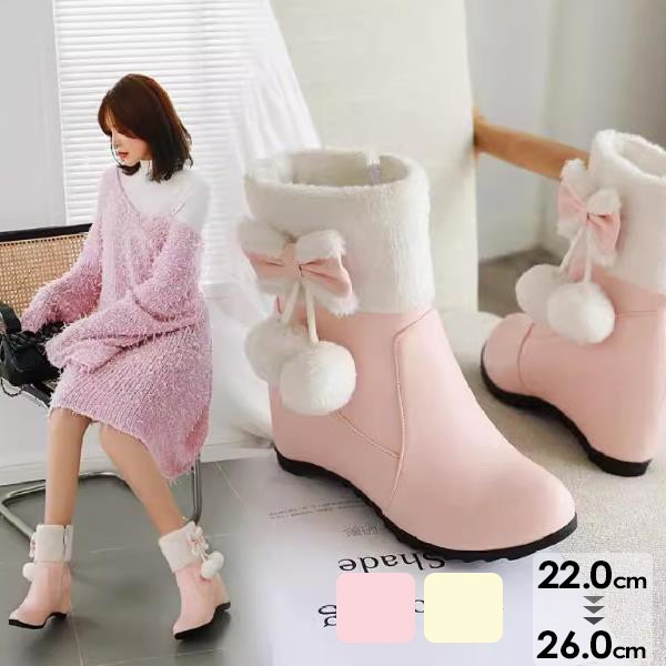 ブーツ レディース 2ways着用 PU 秋 冬 ショートブーツ 防寒 ハイヒール インヒール こもこも レースアップ 女性用 大きいサイズ 小さいサイズ かわ...