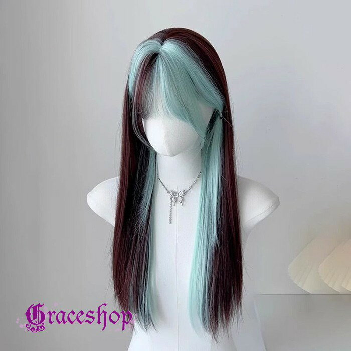 ウィッグ レディース フルウィッグ ロング ストレートヘア 前髪あり ぱっつん前髪 コスプレ 個性的 パーティー イベント ロリータ ハロウィン ゴスロリ コスチューム 原宿風 仮装 超自然 かつら wig Lolita 小顔 文化祭 学園祭 dp018m6m6sa