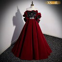ドレス 大人 ピアノ 発表会 ロングドレス 演奏会 結婚式 母親 ピアノ発表会 袖付き ワンピース 半袖 演奏会ドレス 演奏会用ドレス パーティードレス イブニングドレス ロング丈 大きいサイズ 小さいサイズ フォーマル ワインレッド da242n1n1ze