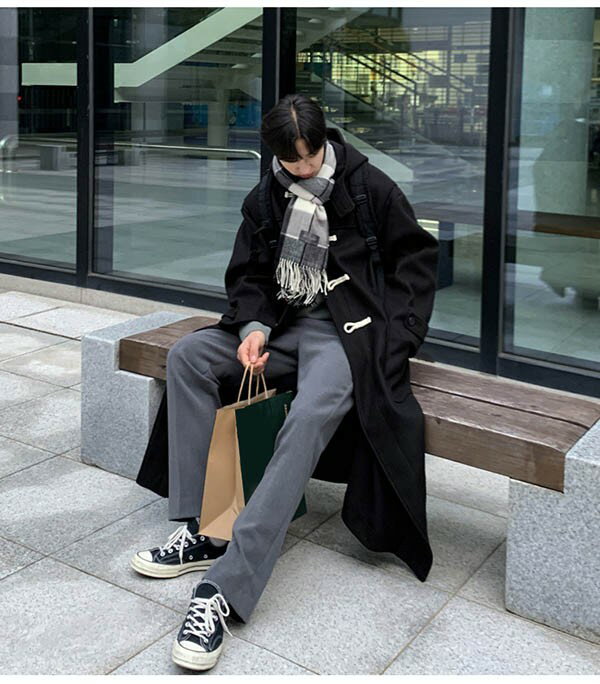 ダッフルコート メンズ 学生 男子 チェスターコート ウール混 メルトン 冬 コート 無地 学生 フード付き カジュアル 男性 ロングコート トップス アウター ブラック 通勤 通学 ロング丈 シンプル dd287n1n1ze