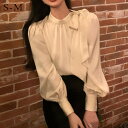 長袖シャツ パフスリーブ 袖あり 長袖 ブラウス トップス 韓国風 大人 可愛い かわいい 秋 春 夏 オフィス 通勤 20代 30代 40代 OL レディース...
