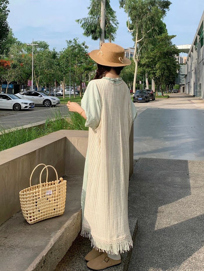 ロングベスト ワンピース追加可 大人可愛い 重ね着 夏ワンピース ゆるワンピ 夏 小柄 サマー ワンピ レディース 半袖 ロング丈 ロングワンピ 大人 体型カバー 旅行 シンプル オシャレ 韓国 無地 20代 30代 40代 dg339n1n1jc