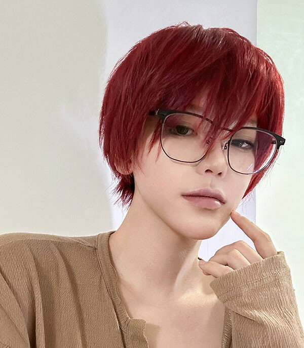 ウィッグ メンズ 男装 短髪 かつら フルウィッグ ショートウィッグ コスプレウィッグ 可愛い ショート ショートヘア 演劇 自然 前髪あり コスプレ おしゃれ かっこいい 可愛い 耐熱ウィッグ 小顔効果抜群 コスチューム 文化祭 学園祭 イベント 赤髪 dq097n1n1ze