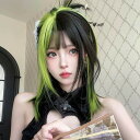 ウィッグ レディース フルウィッグ ミディアムウィッグ メッシュ ストレート 緑 ぱっつん前髪 前髪あり 可愛い かわいい 大人用 コスプレ ロリータ ゴスロリ コスチューム 原宿風 仮装 超自然 かつら wig Lolita 小顔 文化祭 イベント 学園祭 ハロウィン dq108n1n1d7