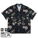 アロハシャツ ハイビスカス 2L 男女兼用アロハシャツ 夏物 小柄 お揃い メンズ レディース アロハ柄 ペア シンプルデザイン ハワイアン 開襟シャツ 半袖シ...