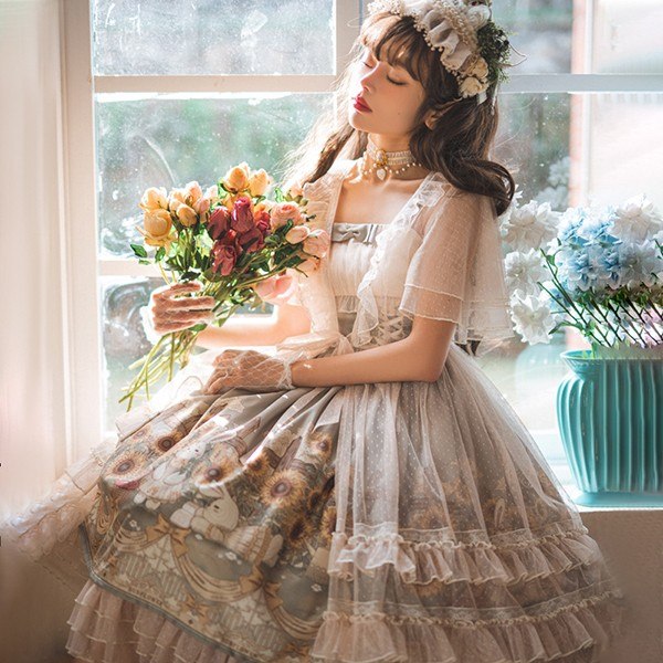 ロリータ ひまわり物語 ワンピース Lolita JSK 通販 文化祭 学園祭 衣装 ゴスロリ ゴシック メイド コスチューム アニメ 通販 コスプレ衣装 袖なし オールシーズン ハロウィンコスチューム コスプレ おすすめ 可愛いのサムネイル