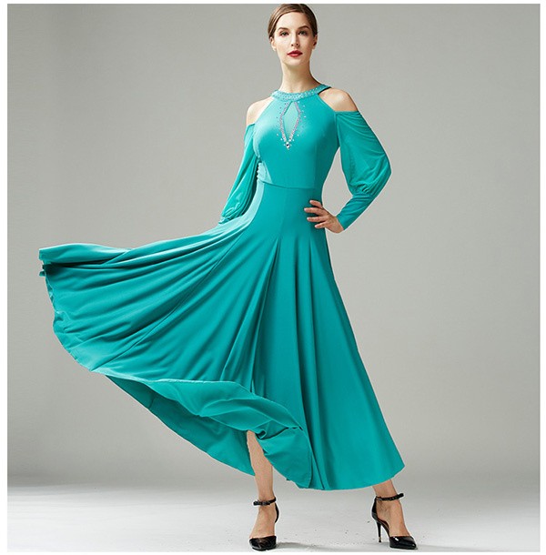 社交ダンスドレス モダンドレス 大きいサイズ オープンバック 広がる裾 レッスン着 ステージ衣装 ダンス服 カラオケ スタンダード ドレス 舞台 演奏会 発表会ドレス パーティー デモ ダンスウエア ダンス発表会 団体 ワインレッド ブラック グリーン S/M/L/LL/3L/4L