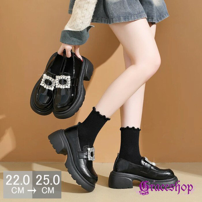 ローファー 厚底 レディース ロリータ 靴 歩きやすい 軽い ブラック 安定感 履きやすい 厚手 厚底シューズ 厚底ソール 脚長効果 おしゃれ 美脚 黒 美脚効果 通勤 通学 デート 快適 艶あり 艶なし nt005sasasa