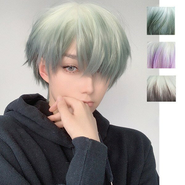 ウィッグ メンズ グラデーションカラー 短髪 かつら 自然 フルウィッグ ショートウィッグ ショートヘア 前髪あり コスプレ cosplay 男装 おしゃれ ナ...
