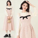 ワンピース 長袖 ロング丈 可愛い 春 ニット ピンク Aライン レディース 柔らか お洒落 保温 通勤 普段着 デート ei249t2t2jc