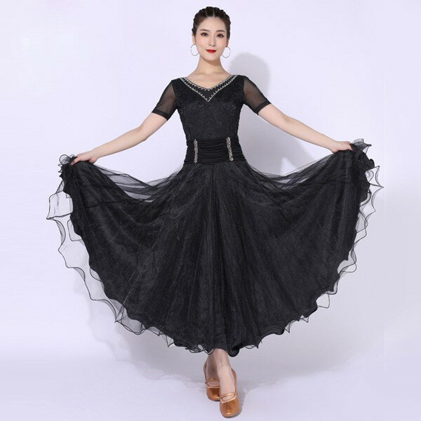 社交ダンスドレス 社交ダンス モダンドレス 大きいサイズ 長袖 大きい裾 スタンダードドレス ワルツダンス ダンスウェア ステージ衣装 競技会 ダンスパーティー 発表会 競技着 練習着 舞台 演奏会 演出be009x0x0jc