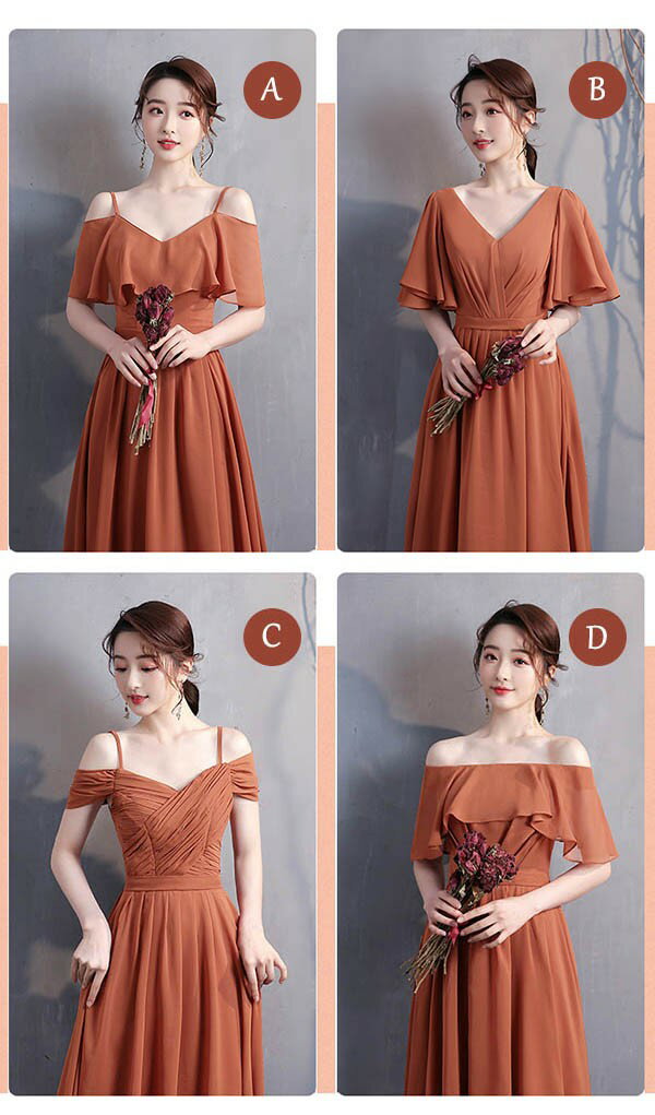 ブライズメイド ドレス ロングドレス シフォン オレンジ 演奏会 ピアノ発表会 Vネック スレンダーライン ワンピース 夏 レディース 涼しい 袖付き 袖なし ゆったり リゾート 海 サマー 春夏きれいめ 大きいサイズ 小さいサイズ 20代 30代 40代 結婚式 母親 ドレス