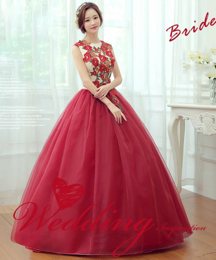 カラードレス お色直し ワインレッド 赤 結婚式 ロングドレス 演奏会 袖なし 花柄 ノースリーブ 編み上げ パーティードレス フォト婚 ピアノ発表会 イブニングドレス プリンセスライン 透け感 イベント 演出 舞台 ステージ 衣装 S M L XL 2XL 3XL dc027x1x1lc