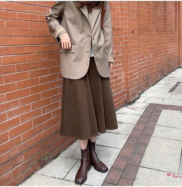 フレアスカート マキシスカート マキシ丈 春秋冬 レディース 女性 大人 カジュアル きれいめ シワになりにくい ゆったり 通勤 OL オフィス ビジネス ロングスカート 20代 30代 40代 ブラック 黒 ブラウン dd136x1x1d7 graceshop-2-10029716 グレースショップ サンプル画像3