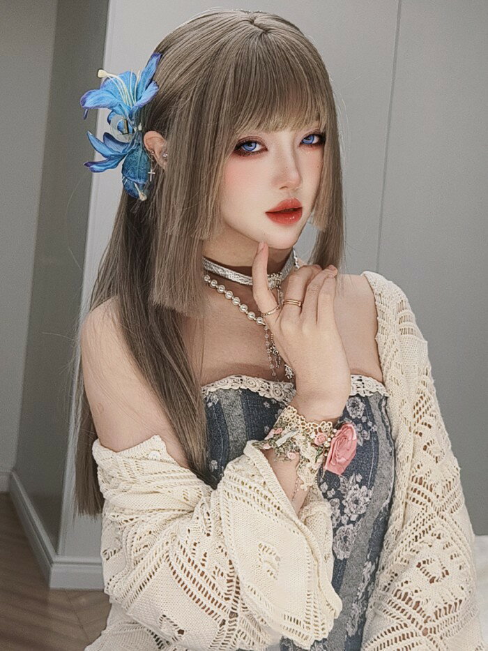 姫カット 中世の貴族風 ストレート ブラウン色 茶髪 フルウィッグ かつら 女性 長髪 ロングウィッグ ロングヘア ロリータ lolita 前髪あり 自然 可愛い wig コスプレ 耐熱ウィッグ 小顔効果 コスチューム 仮装 文化祭 学園祭 演劇 舞台 イベント 変装 女装 dp246x1x1jc