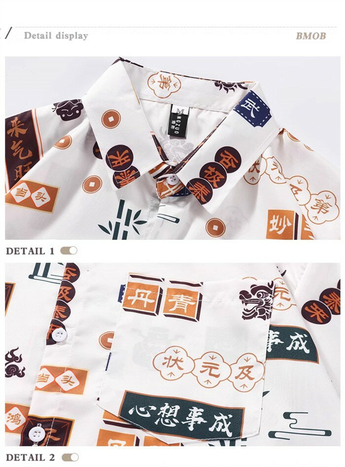 アロハシャツ メンズ レディース 中華風デザイン 半袖シャツ 総柄シャツ 個性派 開襟シャツ ハワイアンシャツ 夏 ユニセックス おしゃれ M L 4L 大きいサイズ レッド ホワイト ブラック 赤 白 黒 mo019x1x1lc