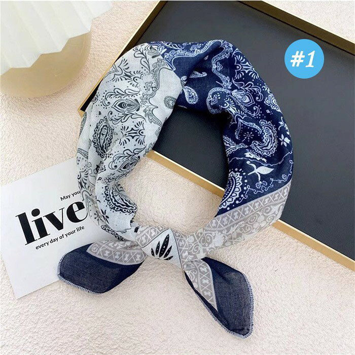 スカーフ レディース 正方形 58×58cm ペイズリー柄 薄手 軽量 春 夏 秋 冬 首元 ヘアアクセ バンダナ バッグ おしゃれ かわいい 大人 上品 通勤 通学 旅行 韓国風 ファッション小物 ギフト プレゼント ネイビー カーキ グレー ワインレッド 4色展開 nm007x1x1f6 graceshop-2-10037822 グレースショップ サンプル画像3