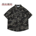 アロハシャツ レディース アロハ柄 上着 夏 シフォン シンプルデザイン ハワイアン 開襟シャツ 日焼け止め オープンカラー カジュアル ストリート レトロ 葉柄 ブラック