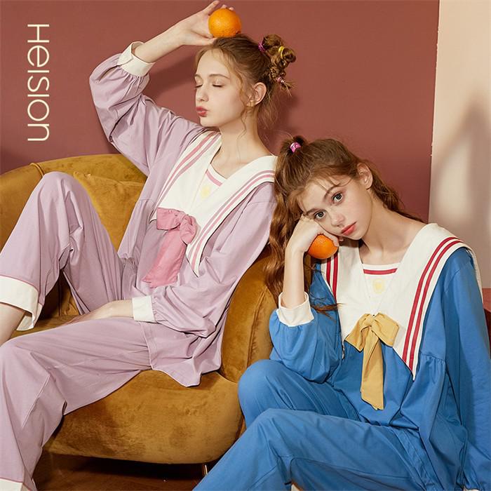 パジャマ レディース 長袖 ルームウェア 上下セット 春 秋 ゆったり 可愛い 女の子風 家着 部屋着 外出OK カジュアル 韓国風 ナチュラル かわいい 大人女子 家庭用 寝巻き ピンク ネイビー S M L dh071z7z7sa