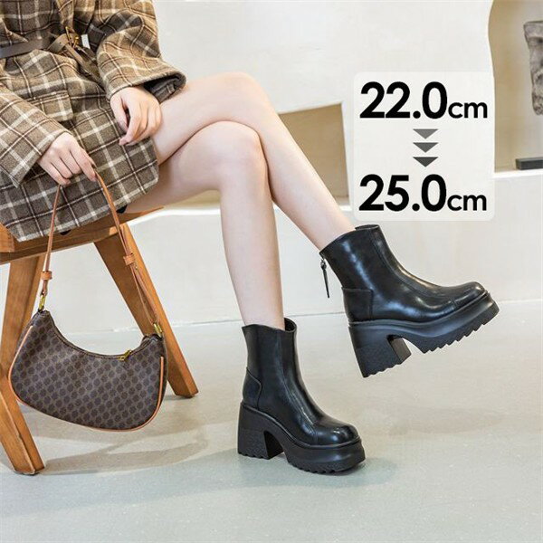 ショートブーツ レディース 黒 ベージュ ブーツ ショート ミドルブーツ ラウンドトゥ 厚底ブーツ 歩きやすい 疲れにくい 通勤 日常 ファッション ei175...