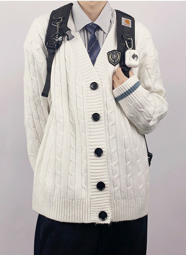 カーディガン 学生制服 学生服 スクール メンズ ニット ニットカーディガン Vネック 長袖 アウター セーター ニットセーター 通学 スクールカーディガン 秋 冬 春 JK制服 ボダン付き 学院風 学校 中学生 高校生 男子中学生 男子高校生 de180zbzbjc