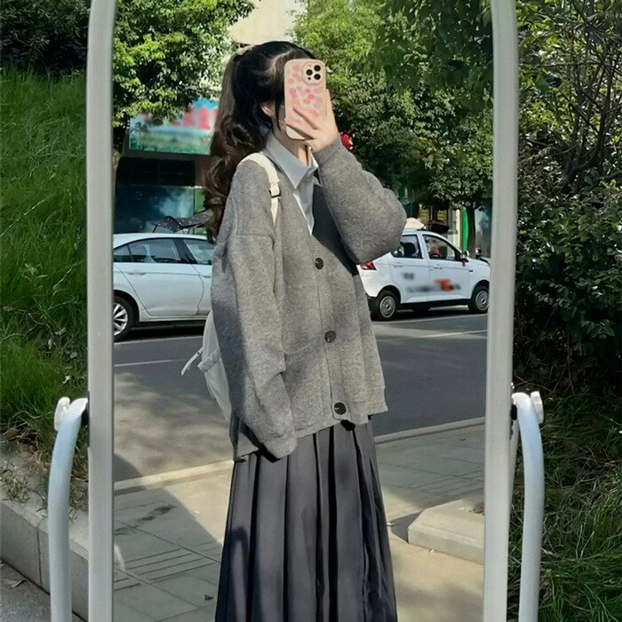 女子高生 制服 カーディガン オーバーサイズ Vネック ルーズサイズ 学生服 通学 学校 JK 女子高生 中学生 高校生 セーラー服 森ガール 長袖 コスプレ 入学式 卒業式 羽織 仮装 セーター 高校生 中学生 レディース スクールセーター 学生 コスプレ 定番 jk dg088zbzblc