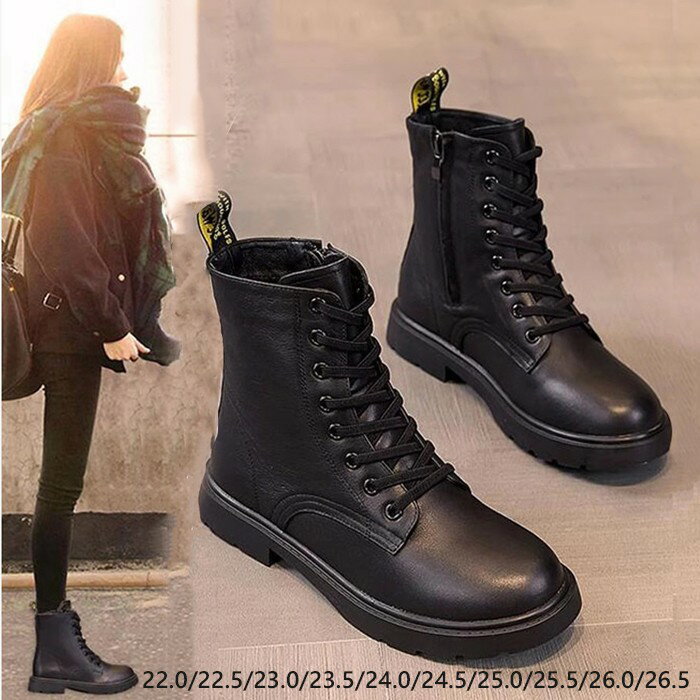 ショートブーツ PU 編み上げ レースアップ レディース 歩きやすい 美脚 ローヒール きれいめ 大きいサイズ ボア付き サイドジップ 痛くない 履きやすい 柔...