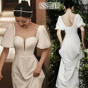 ウェディングドレス ホワイト 白 ロングドレス バルーンスリーブ 袖あり 背中開き 編み上げ 花嫁 結婚式 披露宴 お呼ばれ 20代 30代 40代 前撮り 後...