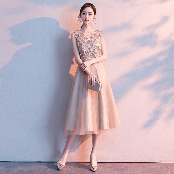 【サイズ有S/M/L/XL/2XL/3XL】パーティードレス 大人 ピアノ 発表会 ノースリーブ フォーマル 結婚 式 ドレス ファスナータイプ ワンピース 大きいサイズ ミモレ丈 大人 上品 お呼ばれ 他と被らないda872zezejc