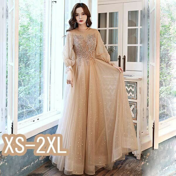 ドレス 大人 ピアノ 発表会 ロングドレス 演奏会 ラウンド エレガント ロング丈 ファスナータイプ パーティー 結婚式 ワンピース カクテルドレス イブニングドレス ステージドレス Aライン 大きいサイズ 成人式 同窓会 母親 袖あり お呼ばれ 20代 30代 XS/S/M/L/XL/2XL