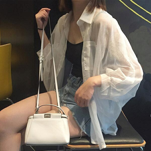 シアーシャツ レディース ブラウス トレンド ホワイト 夏物 トップス 羽織 長袖 シャツ シアー 透け感 セクシー ゆったり カジュアル 可愛い 羽織り オーバーサイズ dw267zezejc graceshop-2-10017819 グレースショップ サンプル画像3