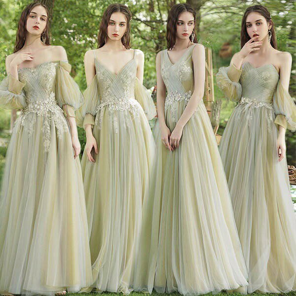 ブライズメイド ドレス ロング丈 グリーン 袖付き 二次会 大きいサイズ 結婚式 体型カバー 半袖 フリル オフショルダー 謝恩会 二次会 卒業式 花嫁 ピアノ 発表会 ドレス 演奏会 20代 30代 パーティードレス 大きいサイズ フォーマルドレス ワンピース 女子会 呼ばれ