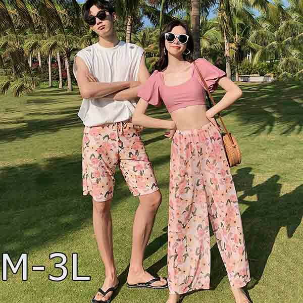 水着 カップル ペアルック レディース メンズ カップル水着 ペア水着 恋人 彼氏 彼女 おそろい お揃い ショートパンツ 太もも カバー ビキニ サーフパンツ 夫婦 恋人 ペア水着 スカートフリル サーフパンツ セットアップ 水陸両用 セパレート 紫外線カット