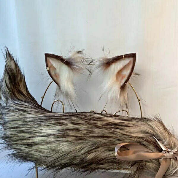 コスプレ道具 狼 尻尾 耳 手作り もこもこ 文化祭 学園祭 パーティー COSPLAY コスチューム アクセサリー ハロウィン cosplay用 耳追加可 dd096zozozo