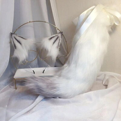 コスプレ道具 狼 尻尾 耳 手作り もこもこ 文化祭 学園祭 パーティー COSPLAY コス...