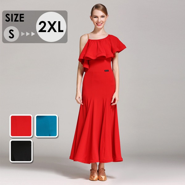 ワンピース 社交ダンス モダンドレス 人気社交ダンスドレス ロングドレス ワルツ 社交ダンス 衣装 背中で魅せる 大きい裾 ダンスウェア レディース 大きいサイ...