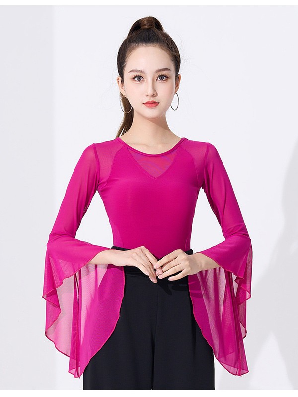 社交ダンス トップス レディース 上着 競技着 モダンラテンダンス用上着 レース フリル 長袖 女性用 ダンス衣装 ダンス 社交 練習着 ワルツ チャチャチャ ラテン ステージ 衣装 演出着 ダンストップス