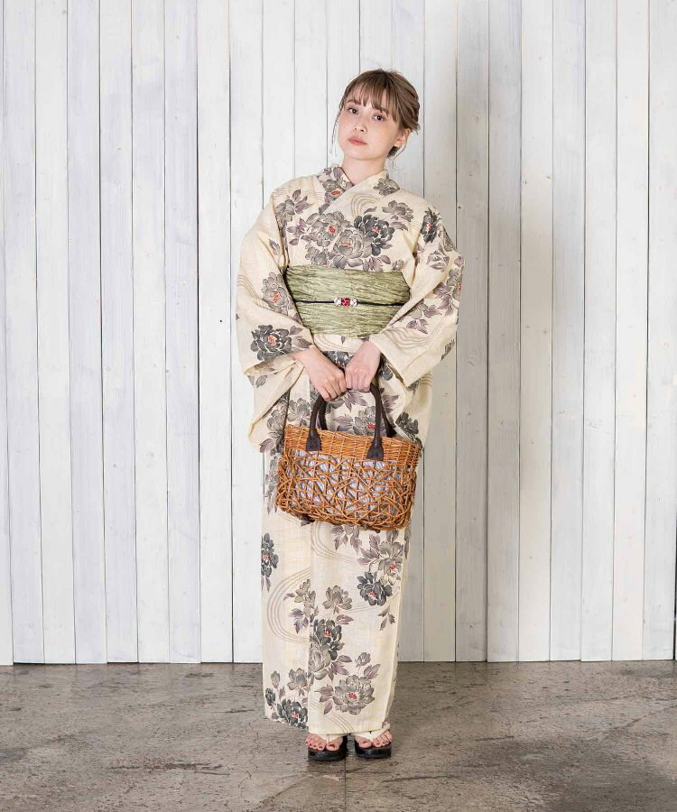 浴衣 セット レディース こだわり 浴衣 5点セット (浴衣/帯/下駄/腰紐/着付け冊子)